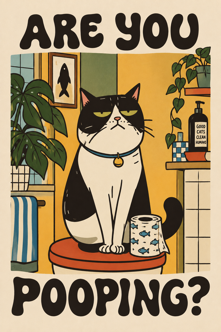 Are You Pooping? Lustiges Katzen Badezimmer Poster