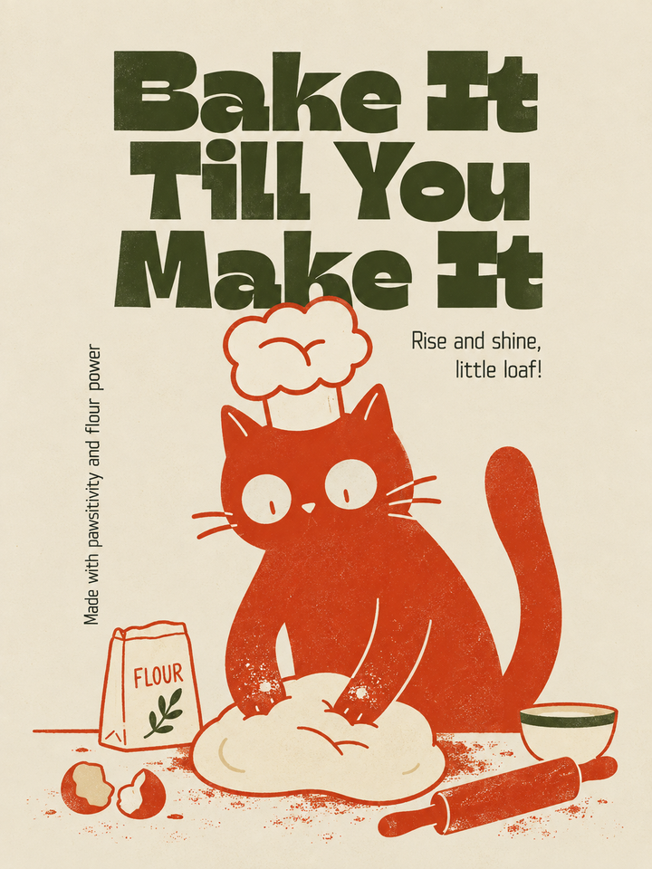 Bake It Till You Make It Kedi Mutfak Duvar Posteri