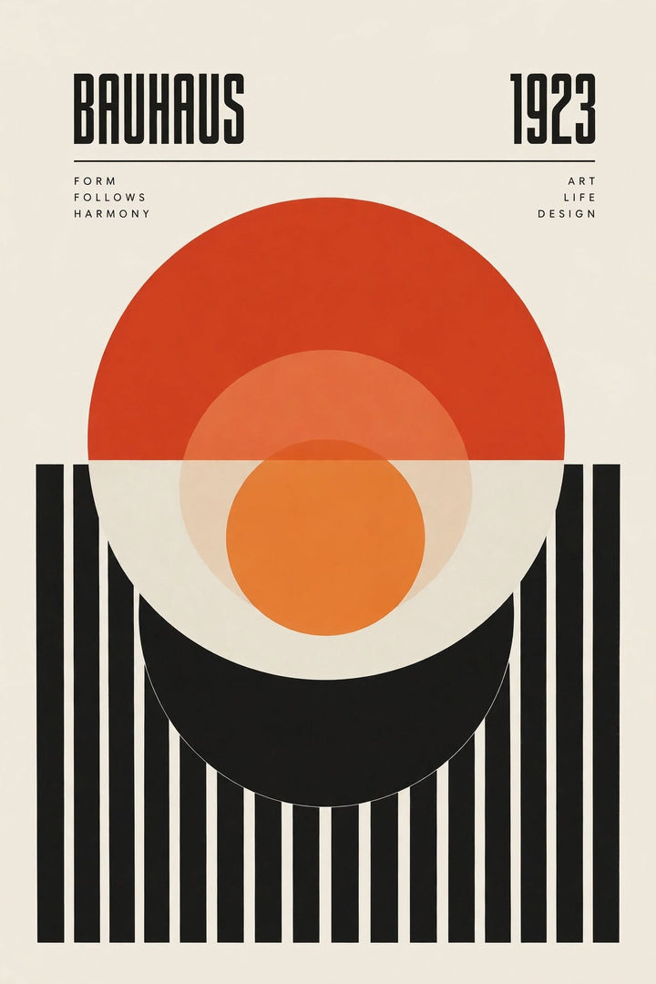 Bauhaus Geometric Art Print styled as retro modernist decor for a creative studio or home office