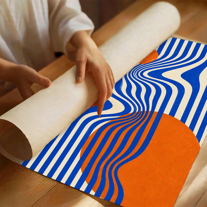 Bauhaus Wave Art Print with distorted flowing lines creating a playful sense of movement and depth