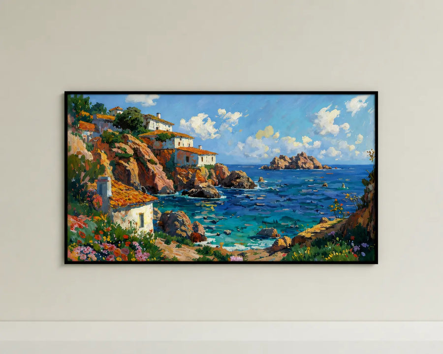 Póster con marco negro con una composición floral