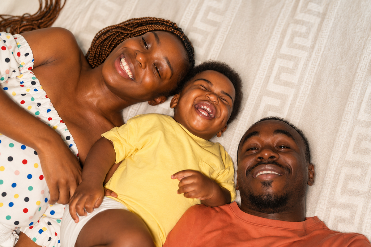 Personalised family portrait wall art created from a photograph