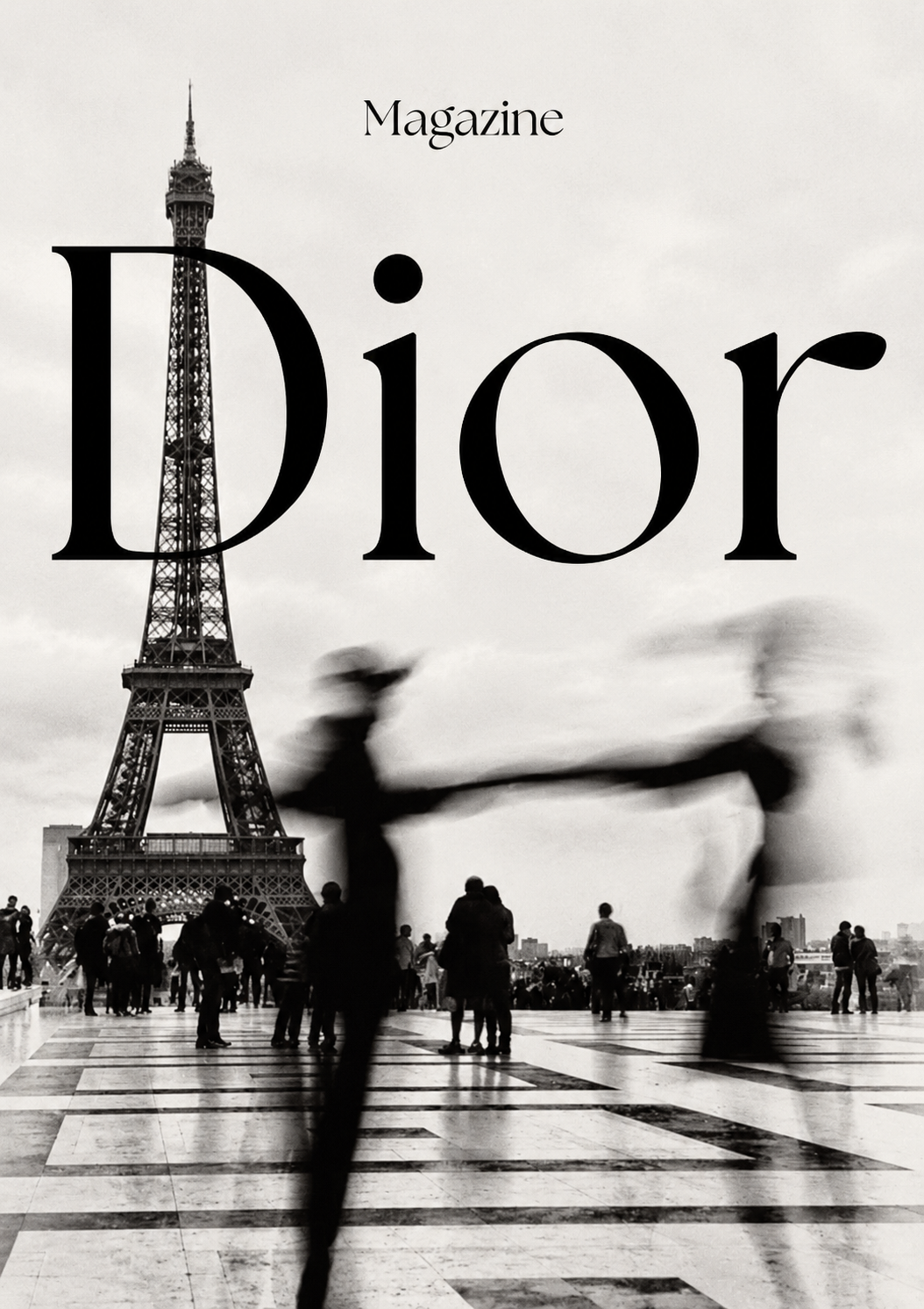 Dior fashion wall art poster with Eiffel Tower and Paris street scene