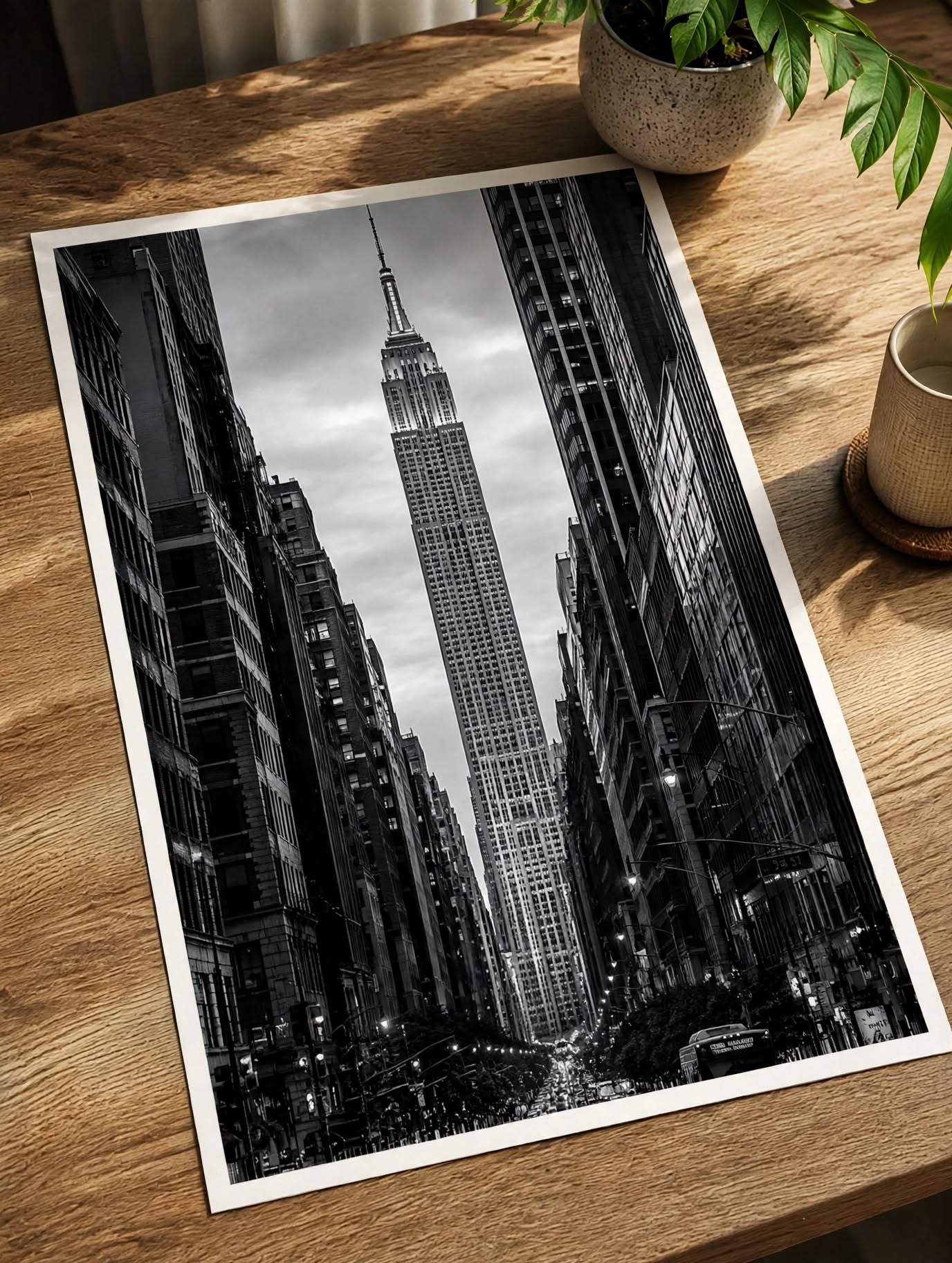 New York Street Photography Art Print styled as black and white city decor with a minimalist frame