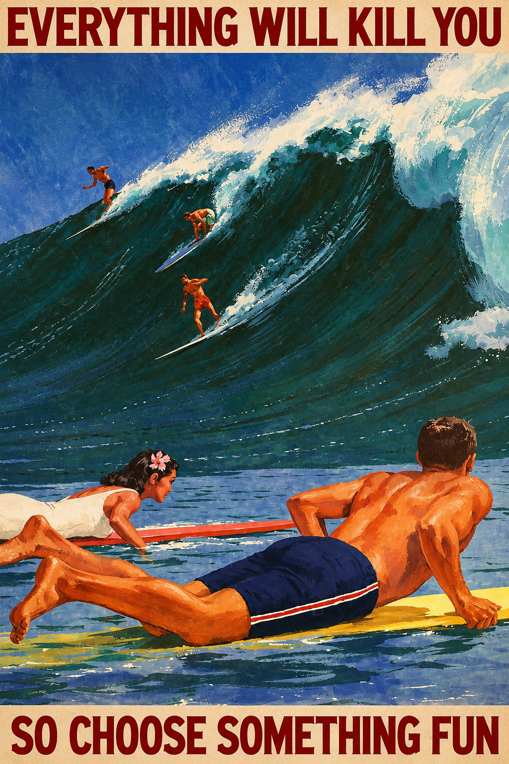 Everything Will Kill You Retro Surf Wall Art Poster clean artwork preview