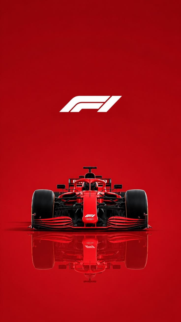 Formula 1 Poster Print featuring a modern red Formula 1 race car against a bold minimalist background.