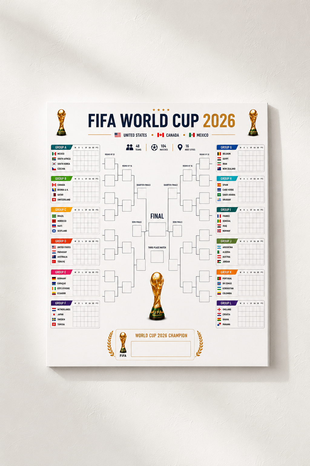 FIFA World Cup 2026 Bracket Poster