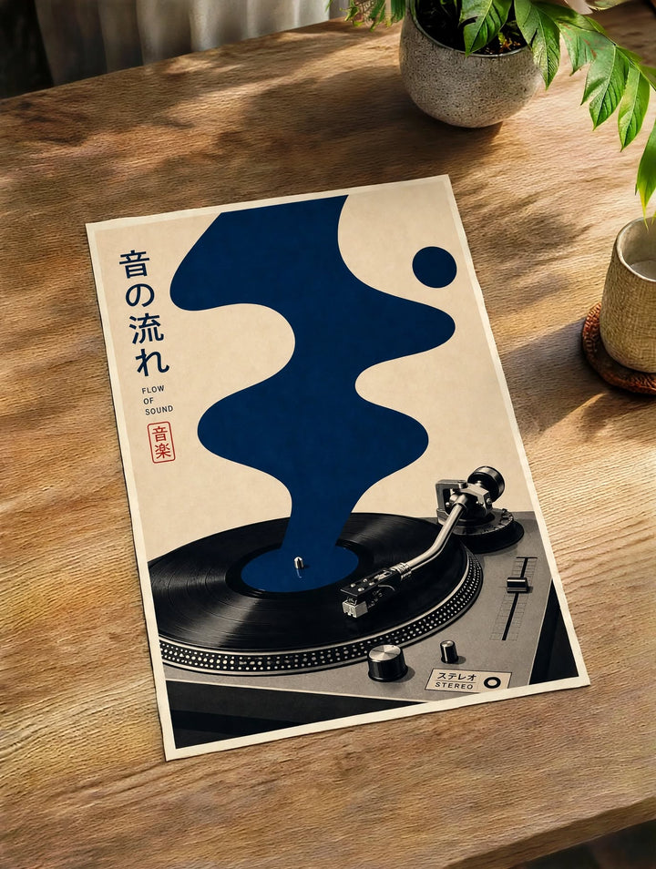 Japanese Vinyl Record Wall Art designed for vinyl collectors with bold typography and retro audio artwork