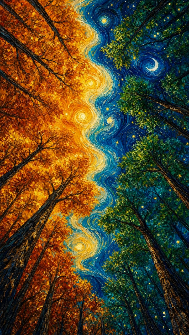 Vier Jahreszeiten Wald Kunstdruck