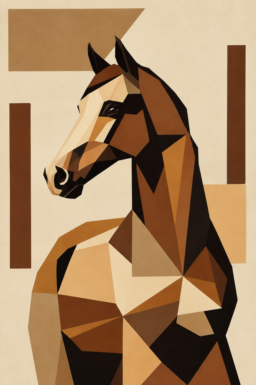Geometric Horse Portrait Mid Century Wall Art Poster clean artwork preview