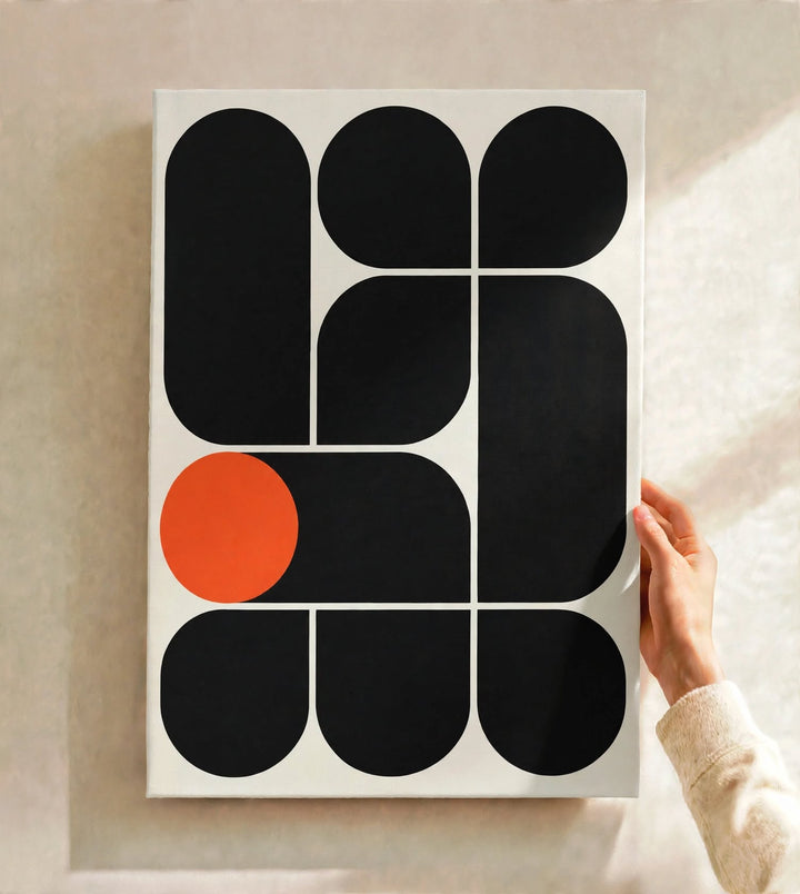 Bauhaus Modular Art Print using repeated black modules and negative space to create a rhythmic composition