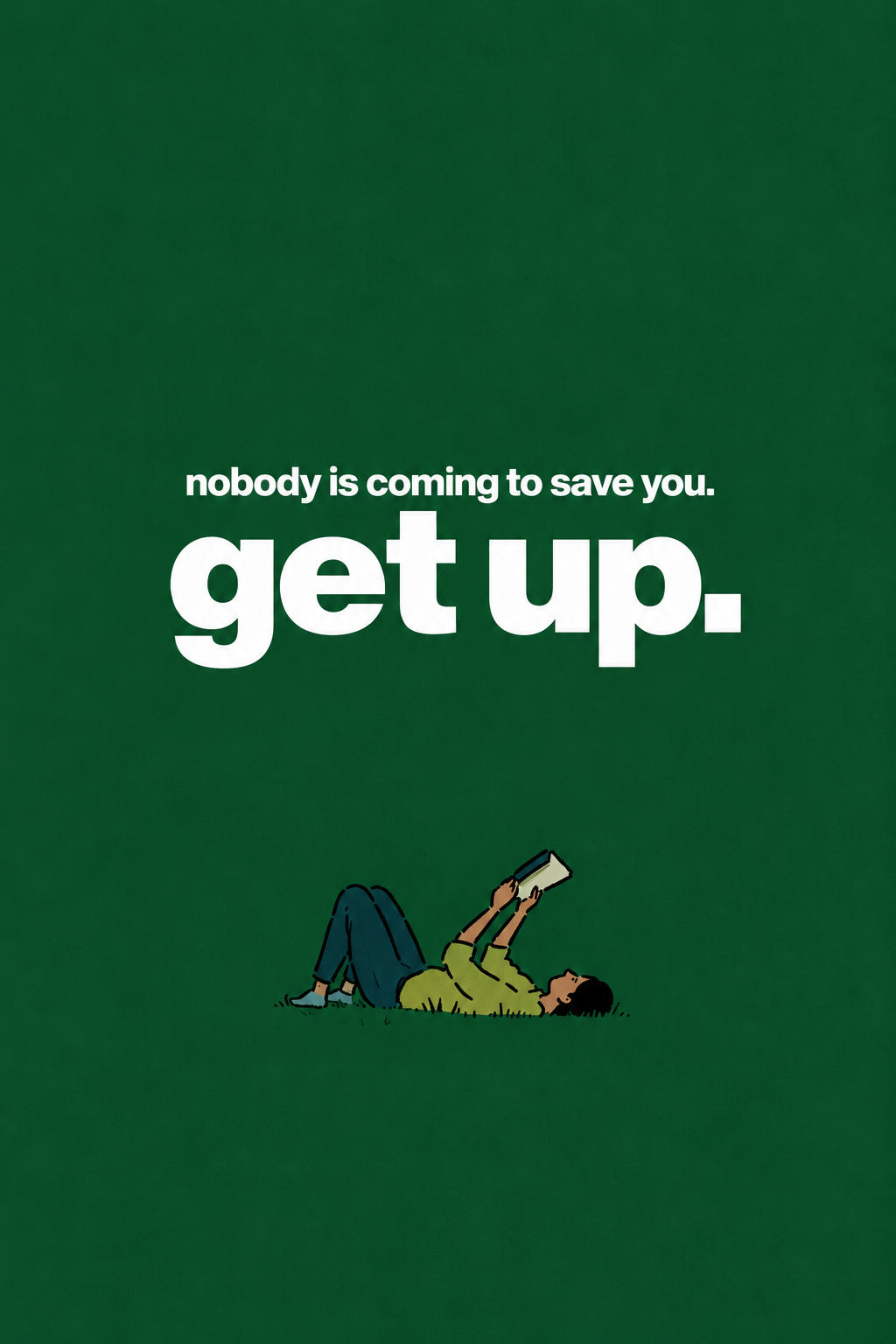 Get Up Motivational Green Typography Wall Art Poster clean artwork preview