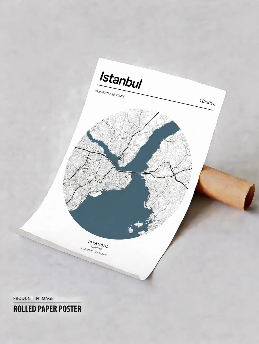 Póster enrollado con un mapa de la ciudad de Estambul