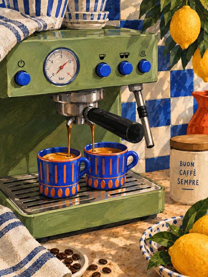 İtalyan Espresso Makinesi Mutfak Duvar Posteri