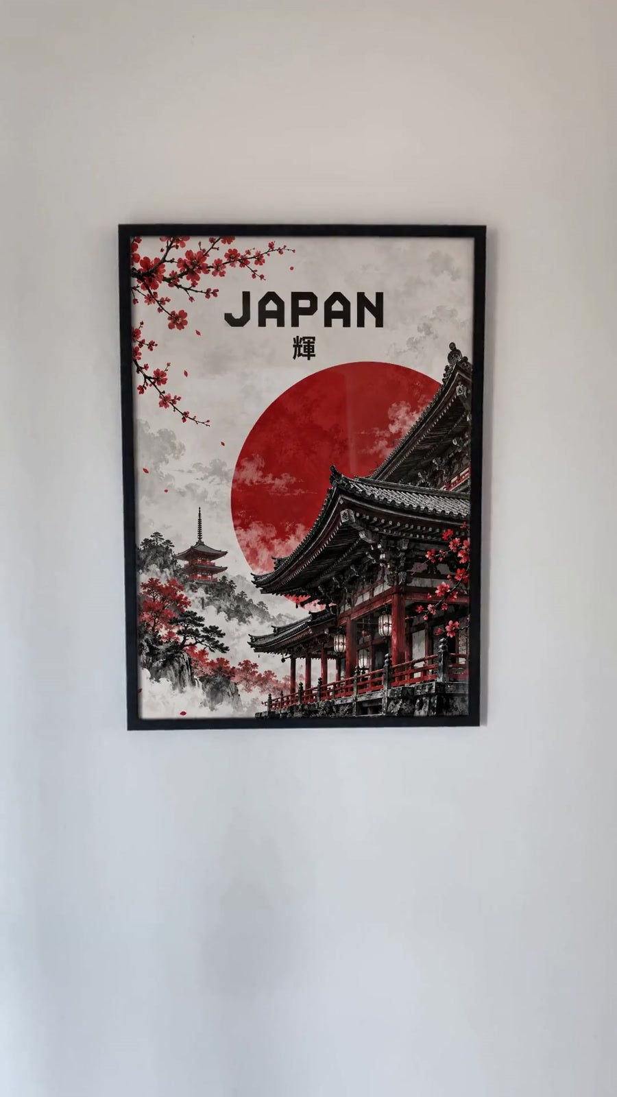 Kırmızı Güneş ve Koyu Tapınaklı JAPAN Posteri