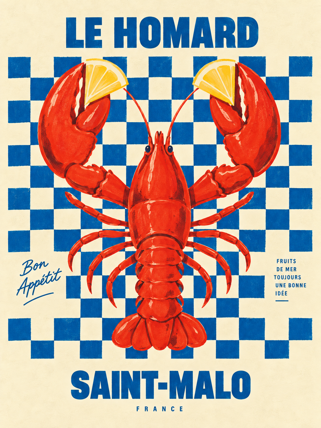 Le Homard Saint-Malo Lobster Kitchen Wall Art preview artwork