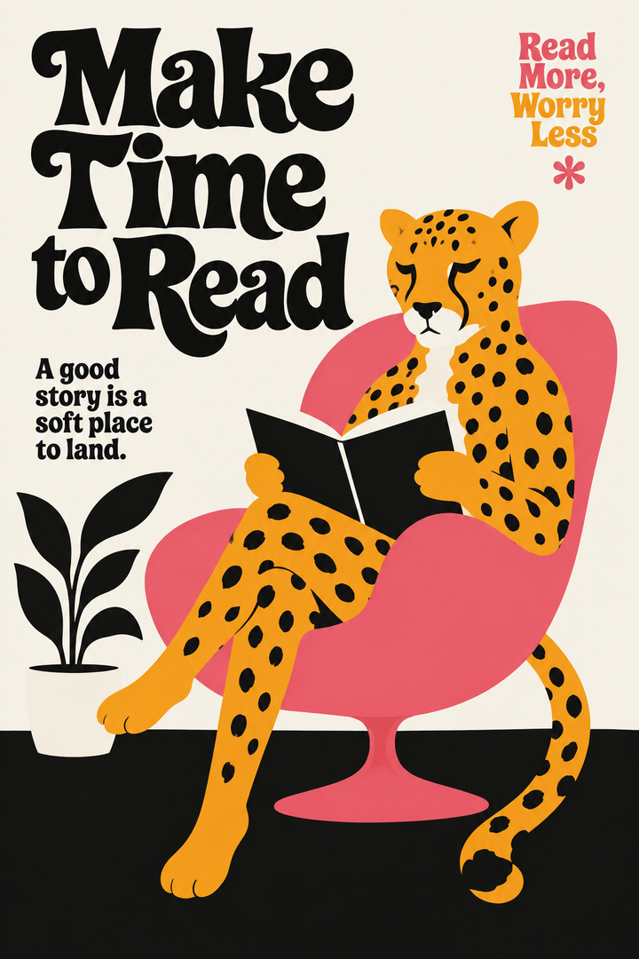 Make Time to Read Leopard Wall Art Poster