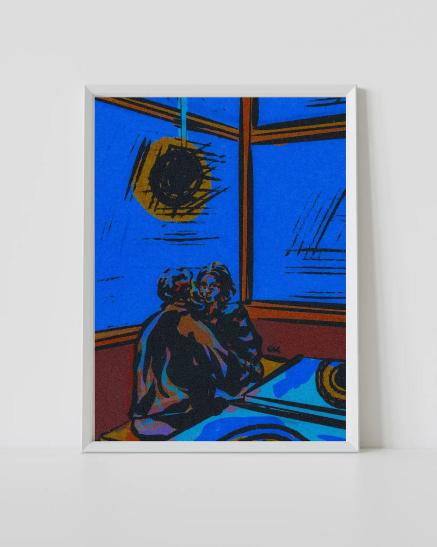 Póster enmarcado con una escena de restaurante