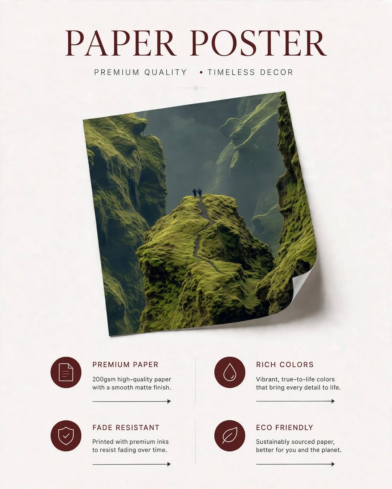 Misty Green Valley Art Print featuring dramatic shadows, lush vegetation and rugged green formations