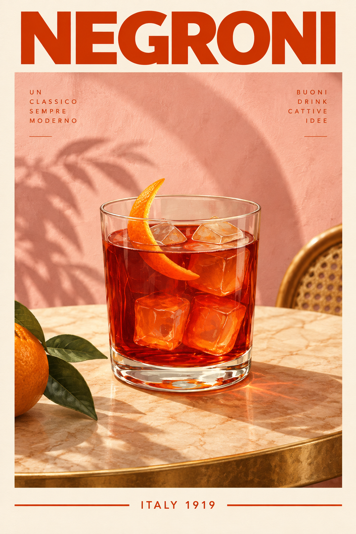 Negroni Cocktail Küchen Wandbild Poster