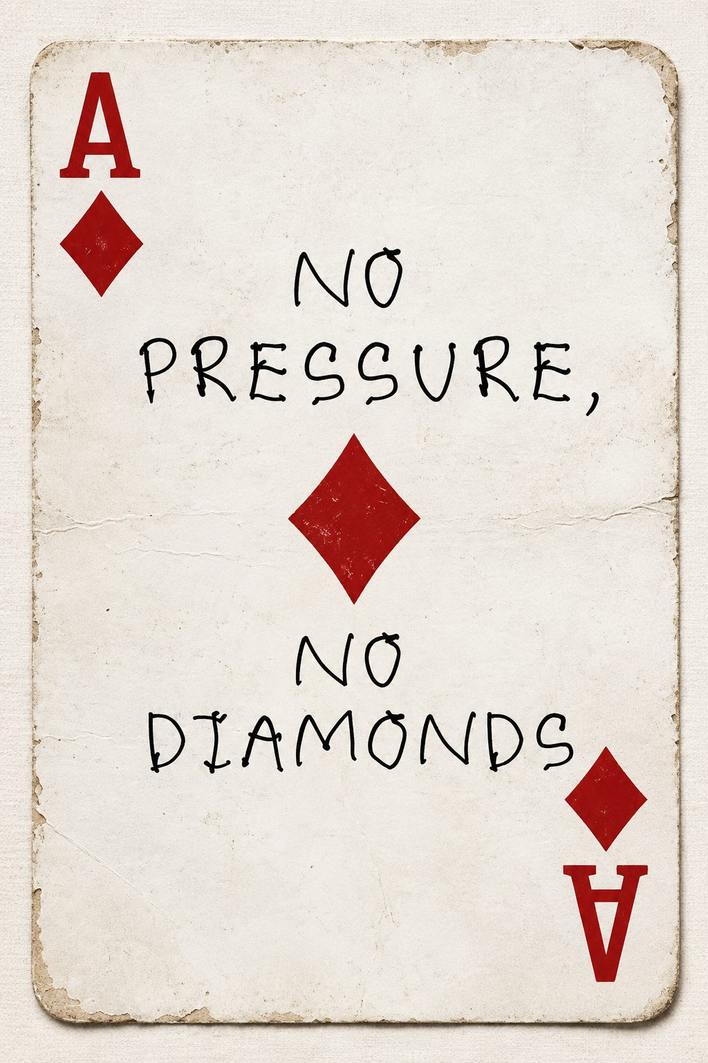 No Pressure No Diamonds Playing Card Typography Wall Art Poster clean artwork preview