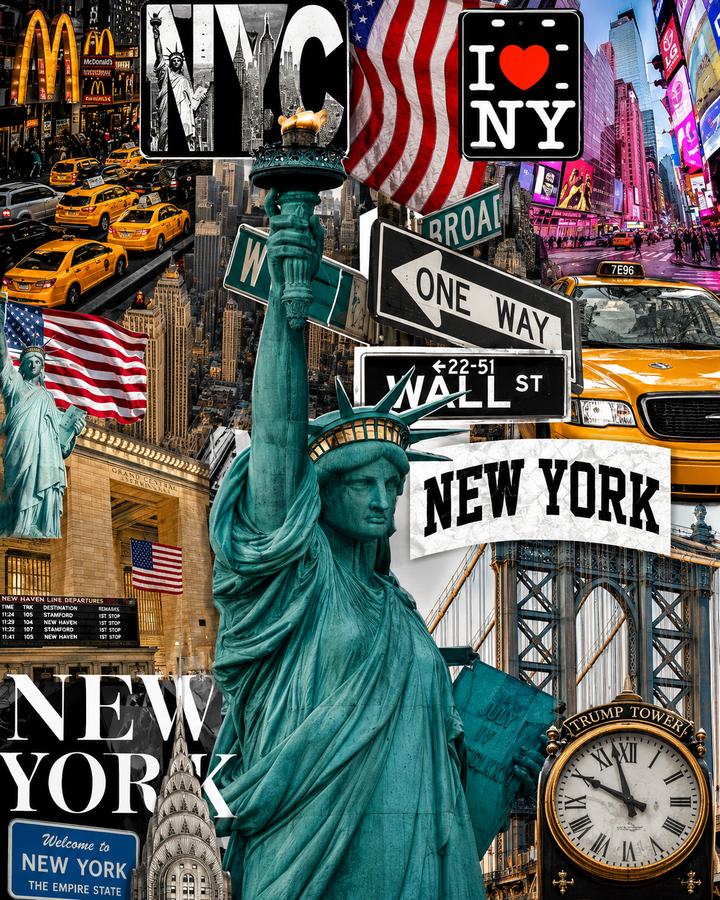 NYC Collage - Póster de viaje de Nueva York