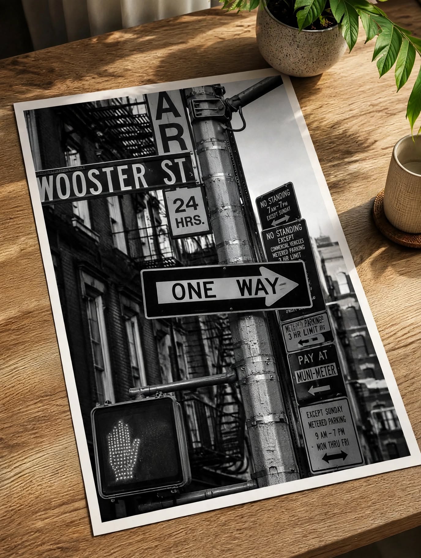 New York Street Sign Art Print combining downtown street typography with the layered visual character of NYC