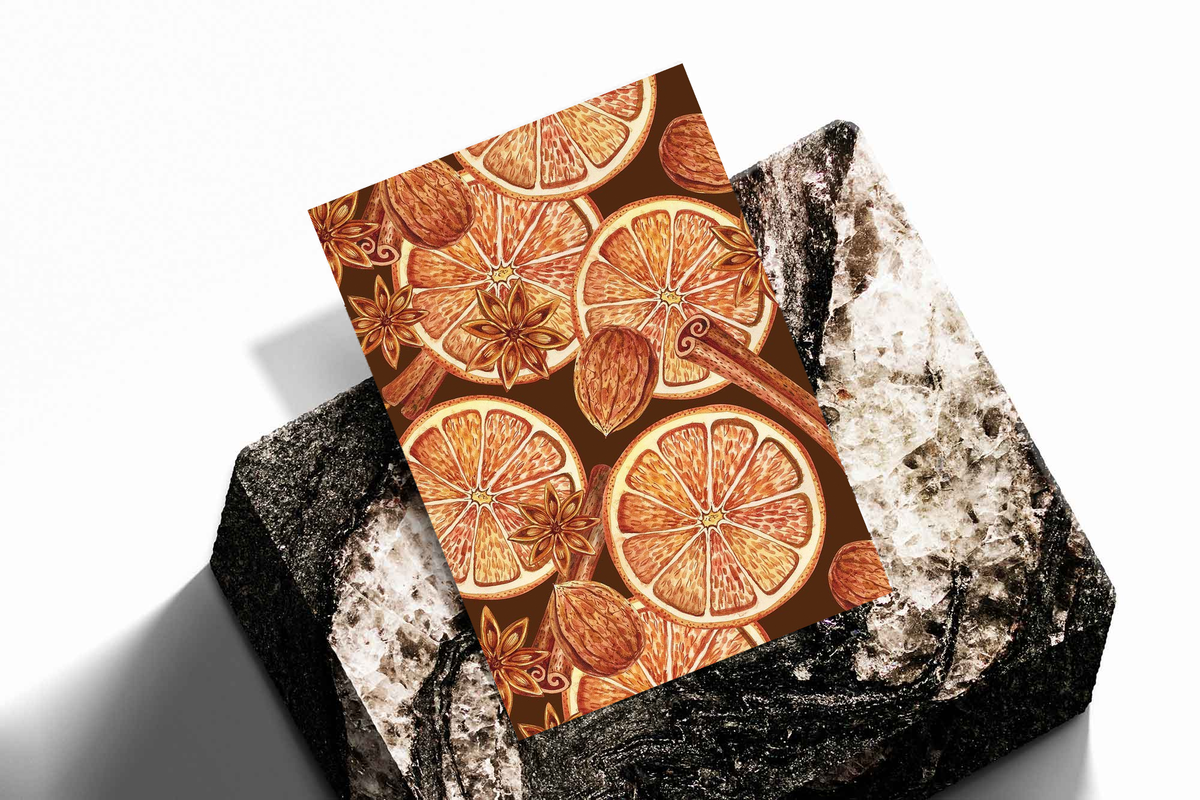 Unframed art print of orange slices with cinnamon sticks and star anise