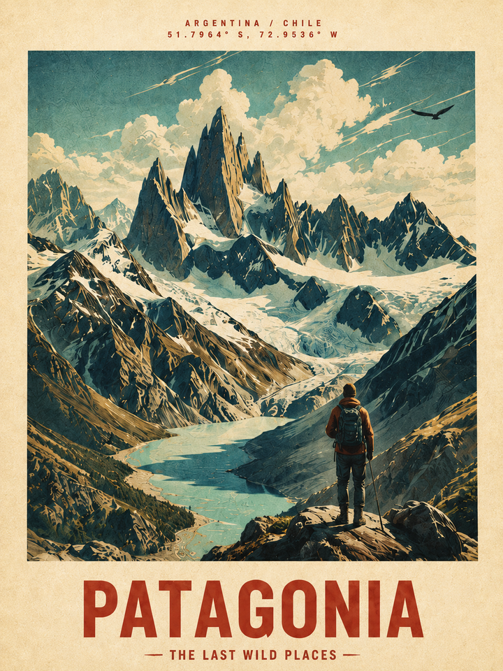Patagonia The Last Wild Places Vintage Seyahat Posteri