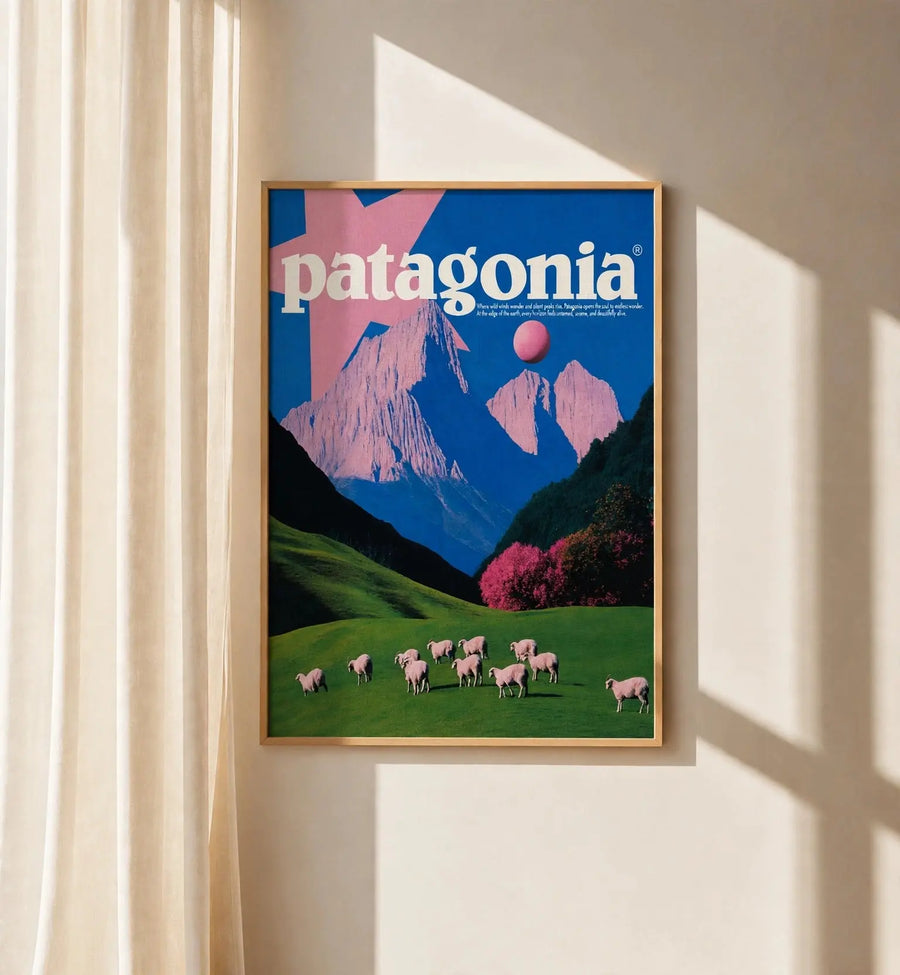 Patagonia Horizonal Landscape Oak Frame wall art 
