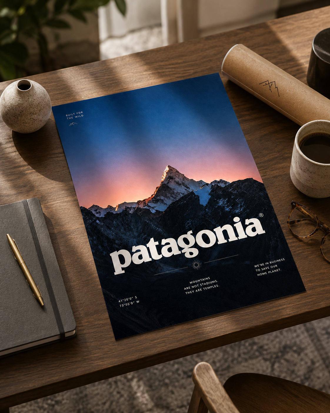 Patagonia dağ manzarası duvar sanatı görseli
