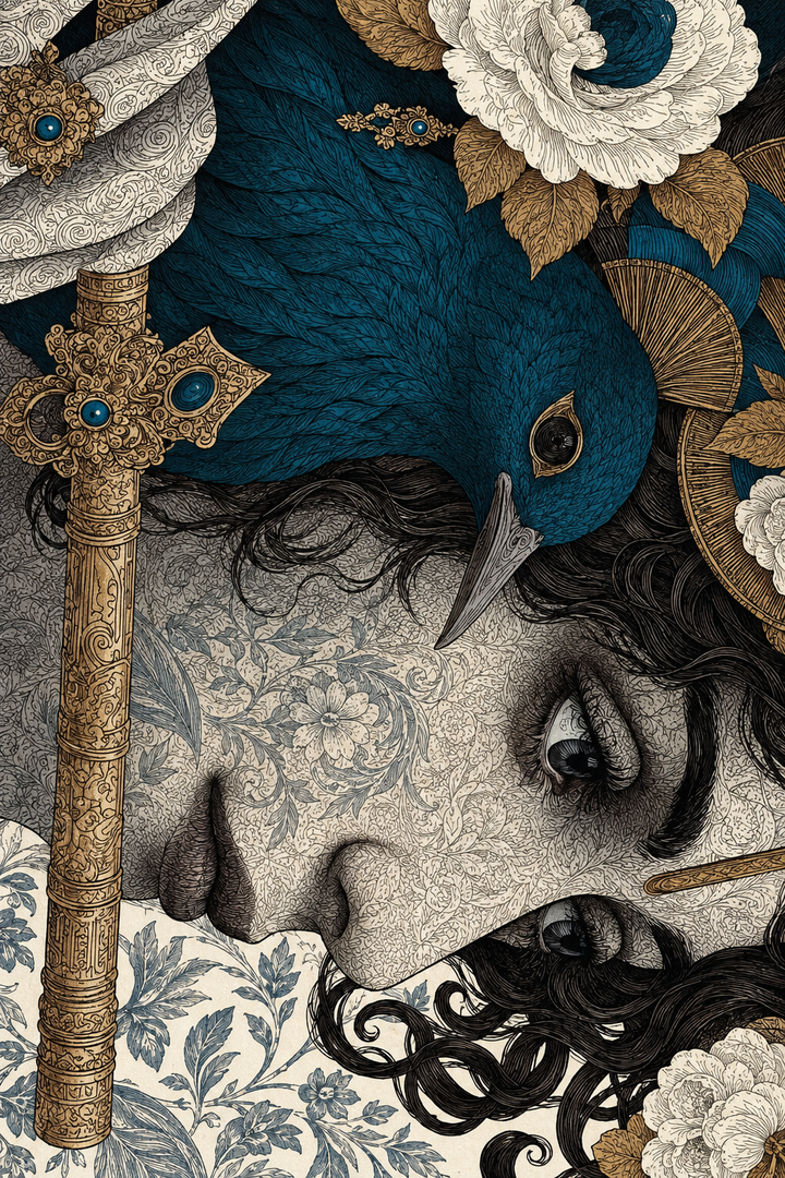 Peacock Surreal Portrait Wall Art Poster