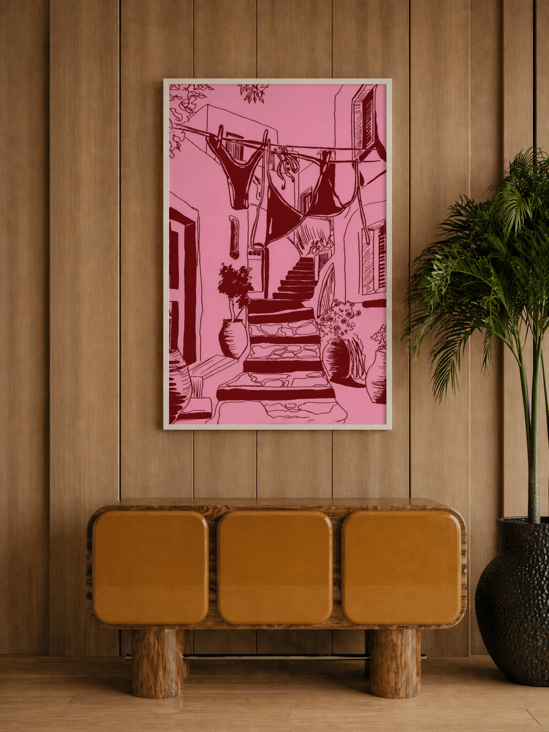 Pink Courtyard Summer Lines - Joffzart
