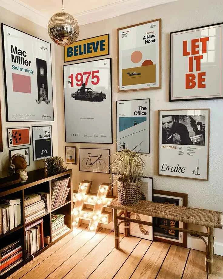 A curated Joffzart poster arrangement