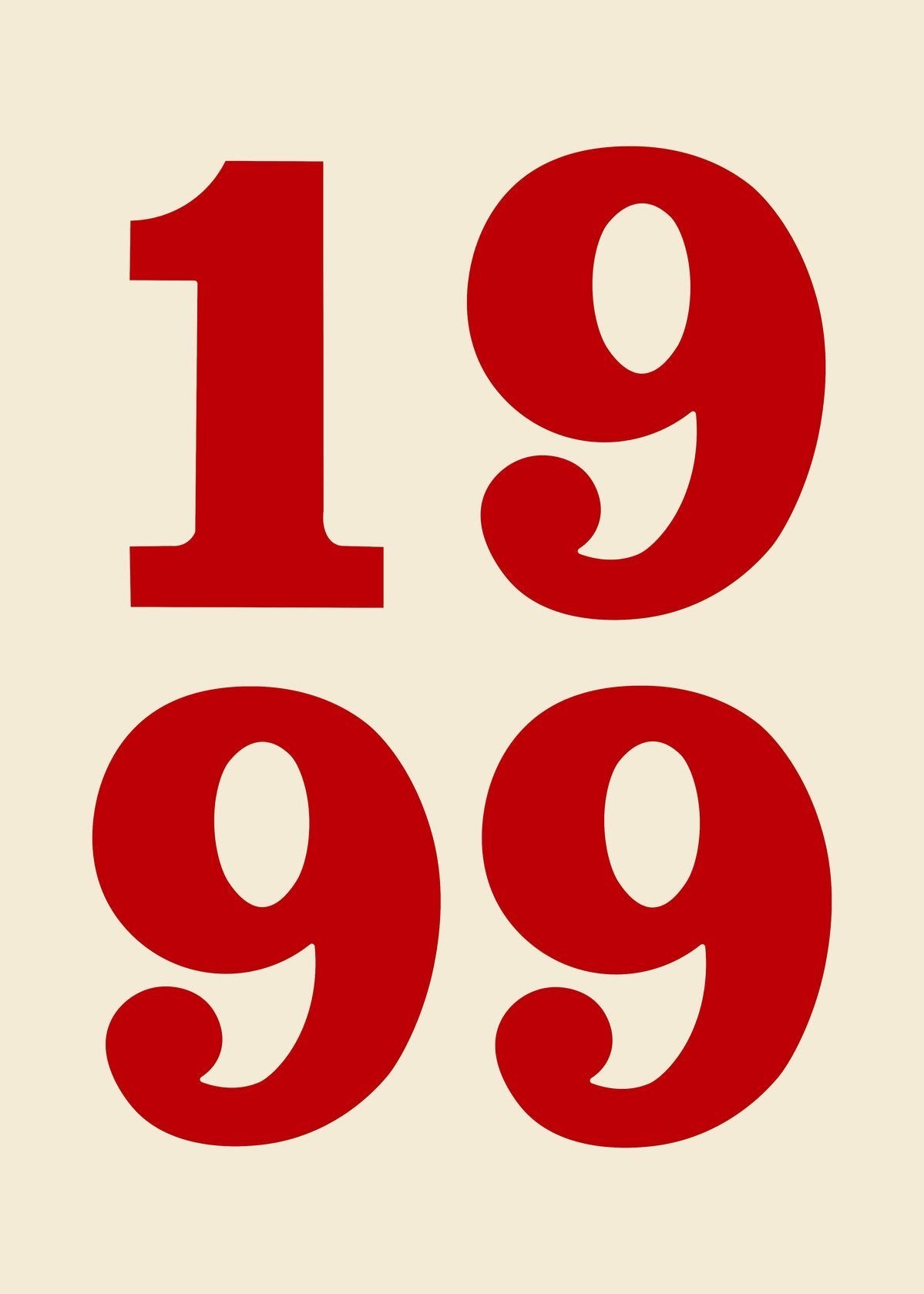 1999 Number Typography Print preview artwork
