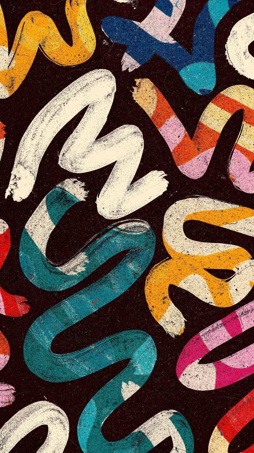 Black Abstract Print Midnight Scribbles preview artwork