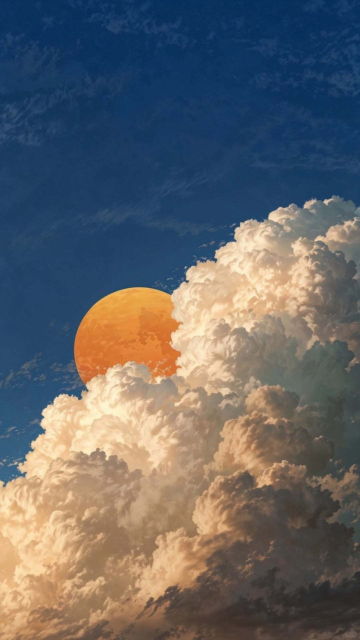 Golden Eclipse | Güneş ve Bulut Duvar Sanatı