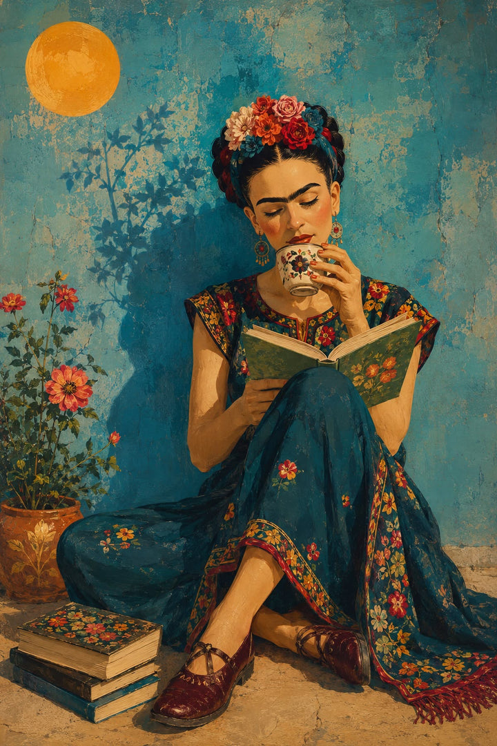 Retrato floral inspirado en Frida Kahlo