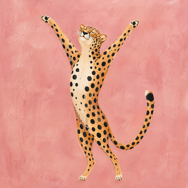 Happy Cheetah Rosa Tier-Wandbild