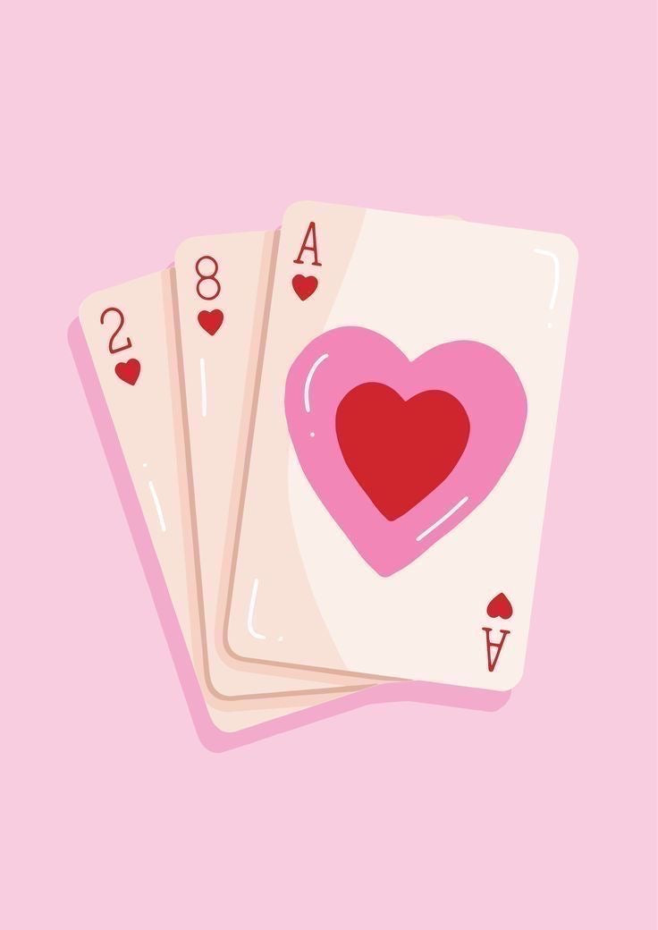 Pink Playing Cards Love Print preview artwork