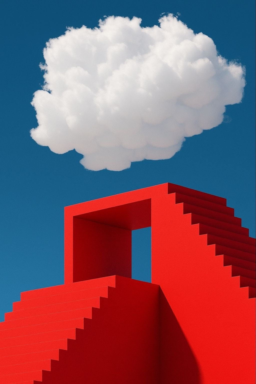 Scarlet Ascent Red Architectural Print preview artwork
