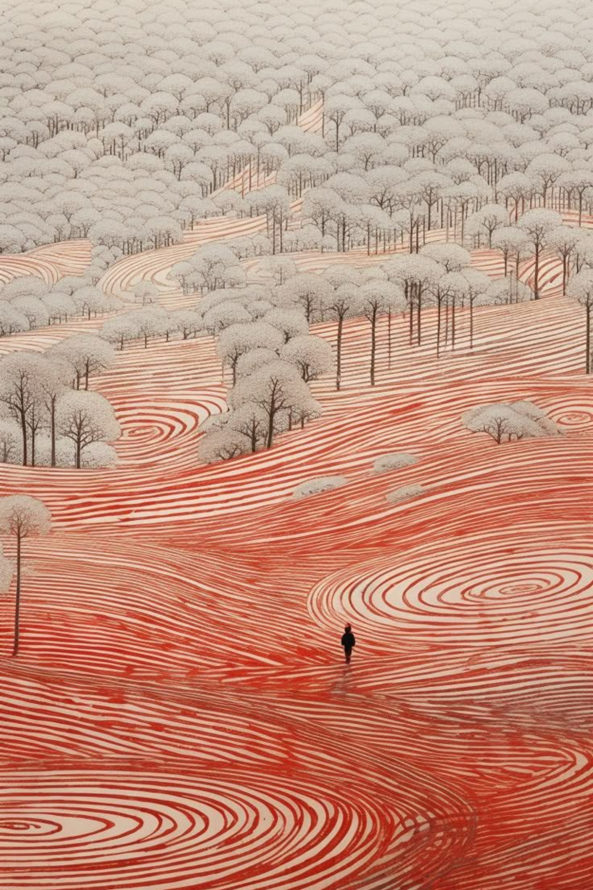 Red Drift - Lámina de paisaje abstracto rojo