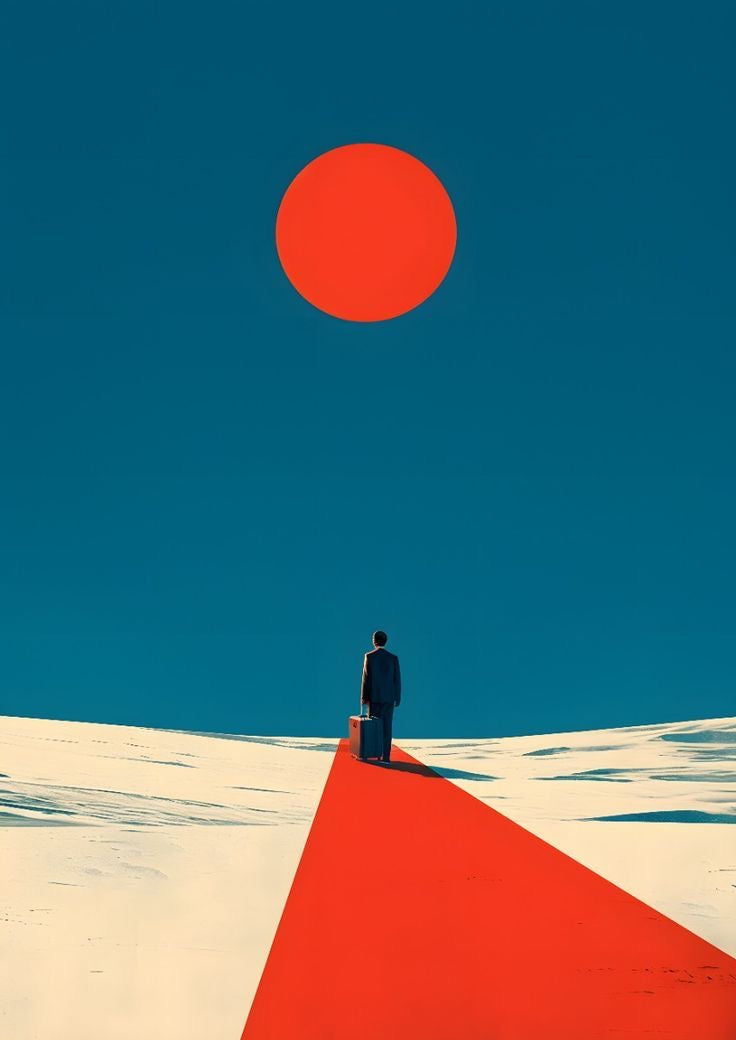 El camino rojo - Lámina minimalista