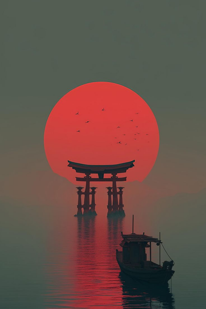 Kırmızı Torii Baskı | Kızıl Gelgit Torii