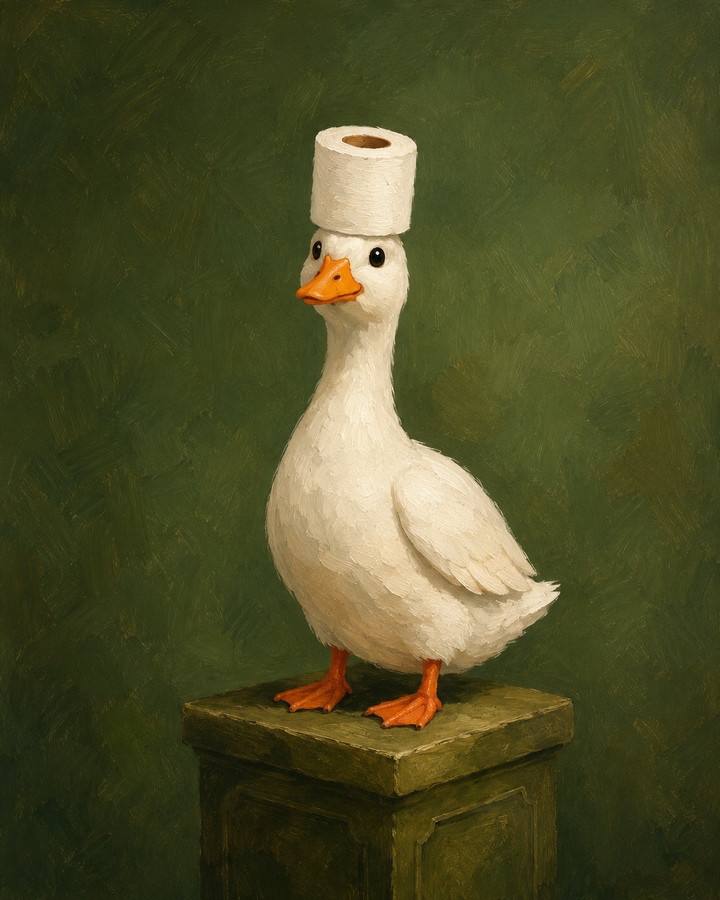 Toilet Roll Goose Funny Wall Art