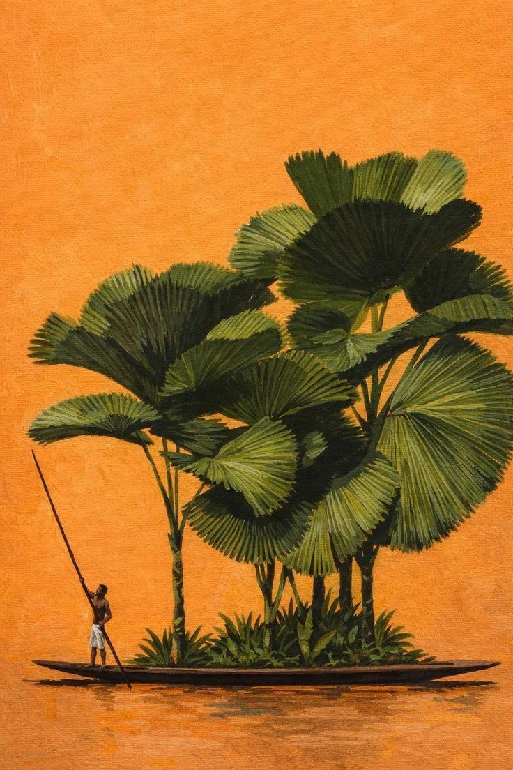 River Palm Tropical Landscape Art Print preview artwork