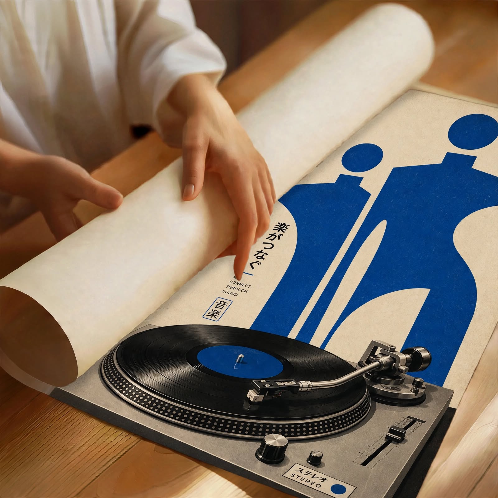 Japanese Vinyl Figurative Art Print presented as a rolled paper poster featuring contemporary music inspired artwork