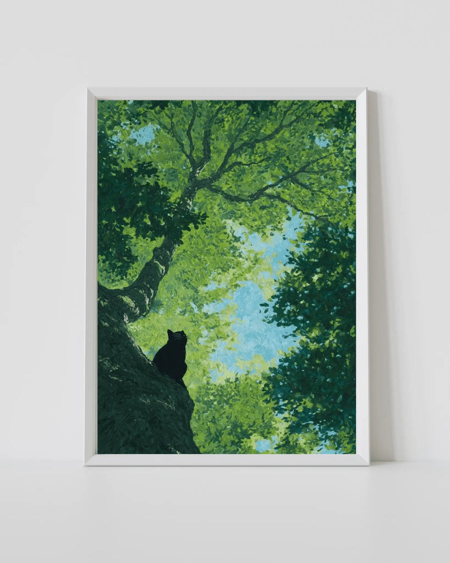 Póster enmarcado de un gato con un diseño divertido