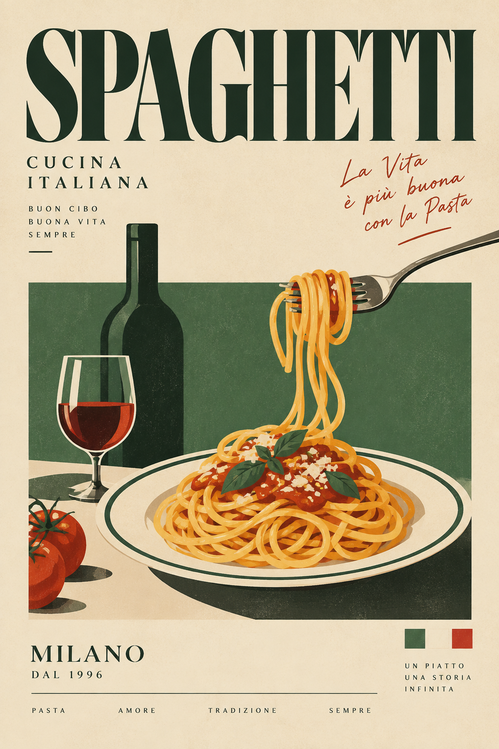 Spaghetti Milano Italian Kitchen Wall Art preview artwork