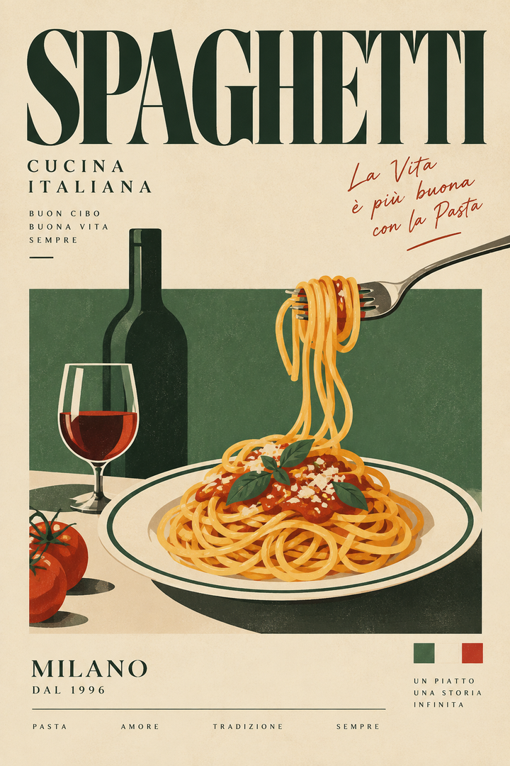 Spaghetti Milano İtalyan Mutfak Duvar Posteri